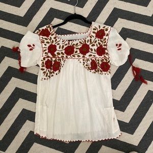 Vintage hand embroidered Mexican shirt size small
